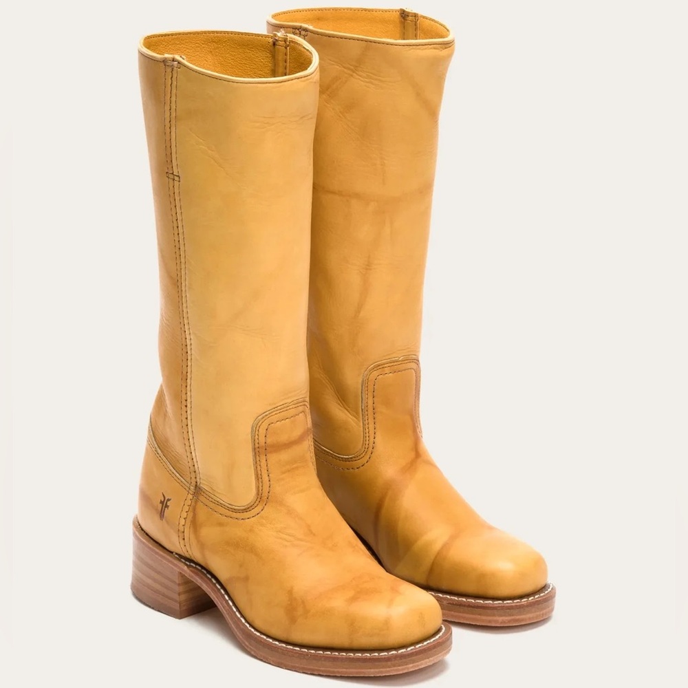 Frye Tan Leather Combat Boots